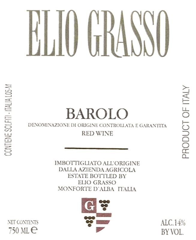 Elio Grasso Barolo 2009 Front Label