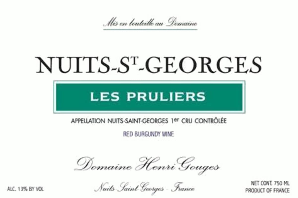 Domaine Henri Gouges Nuits-Saint-Georges Les Pruliers Premier Cru 2009 Front Label