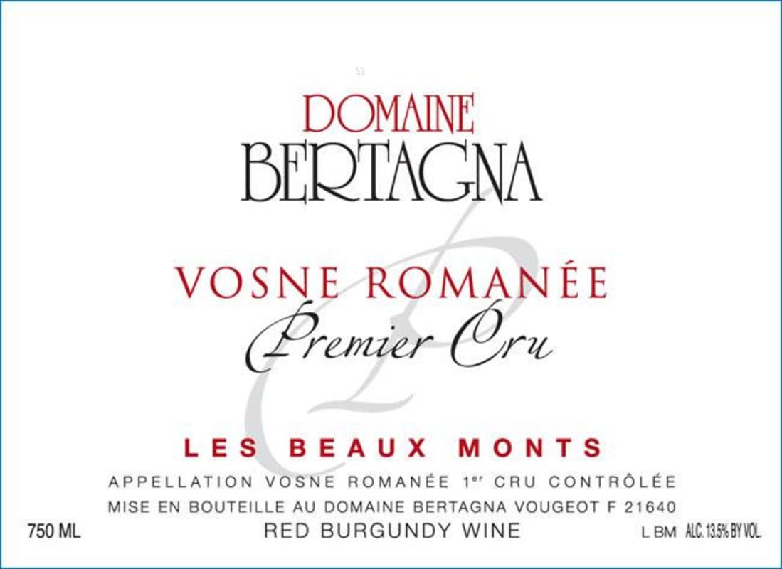 Domaine Bertagna Vosne Romanee Les Beaux Monts 2009 Front Label