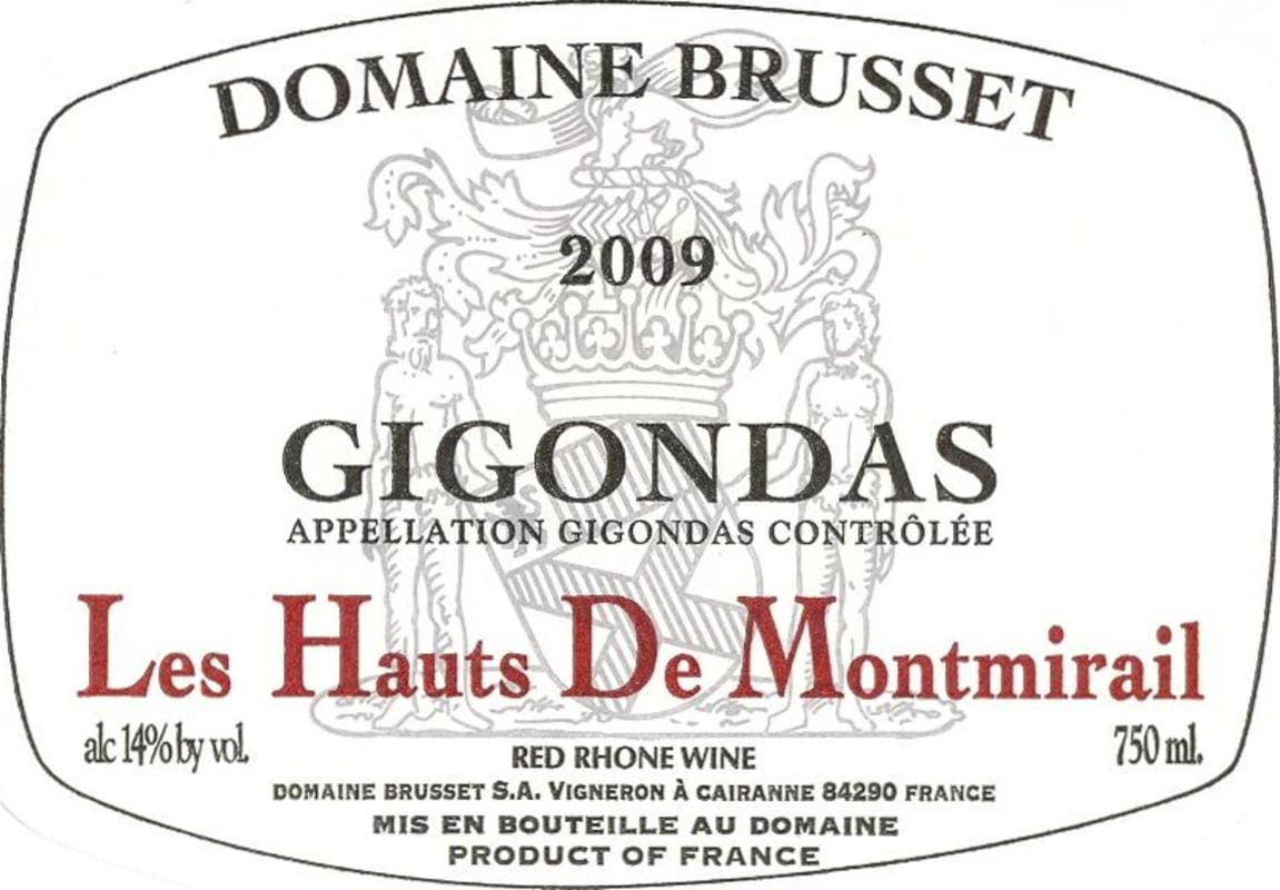 Domaine Brusset Gigondas Les Hauts de Montmirail 2009 Front Label