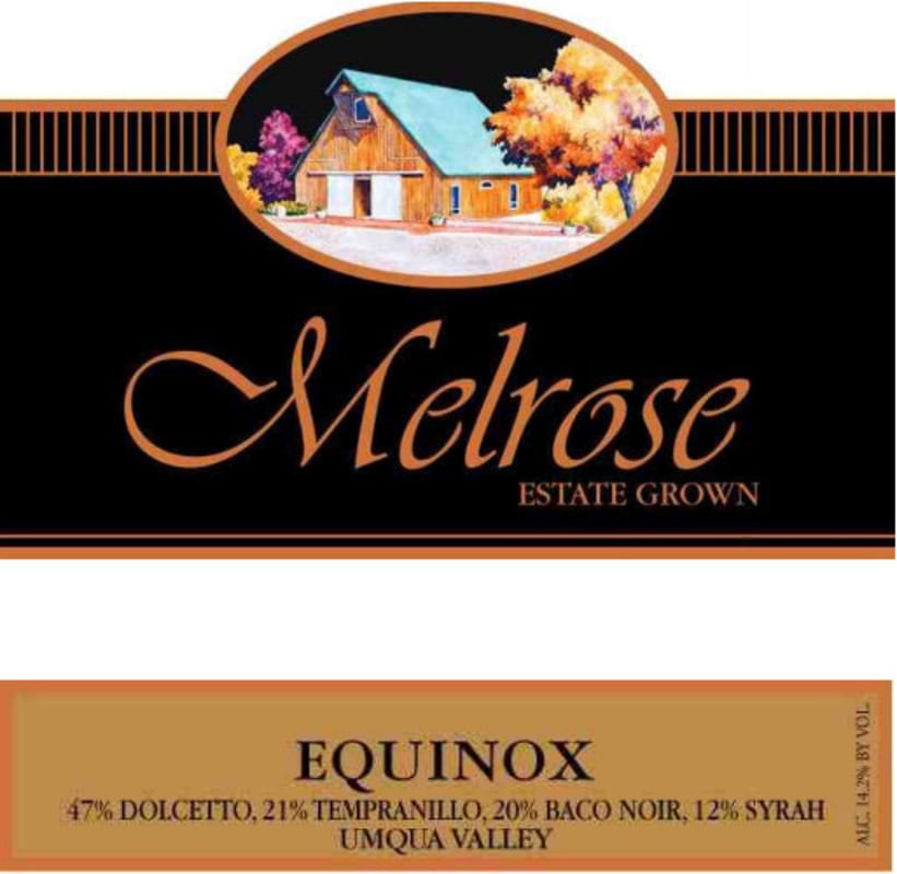 Melrose Wines Vineyards Equinox 2008 Front Label