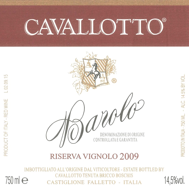 Cavallotto Barolo Vignolo Riserva 2009 Front Label