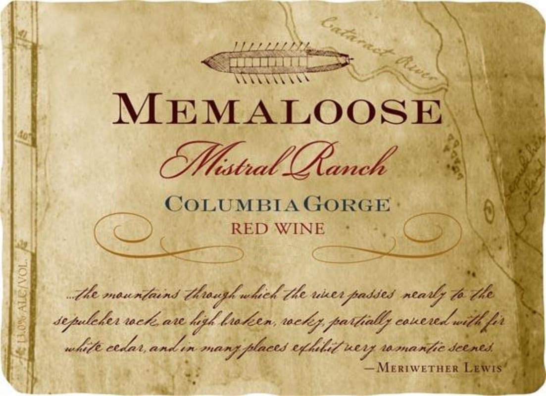 Memaloose Wines Mistral Ranch 2012 Front Label