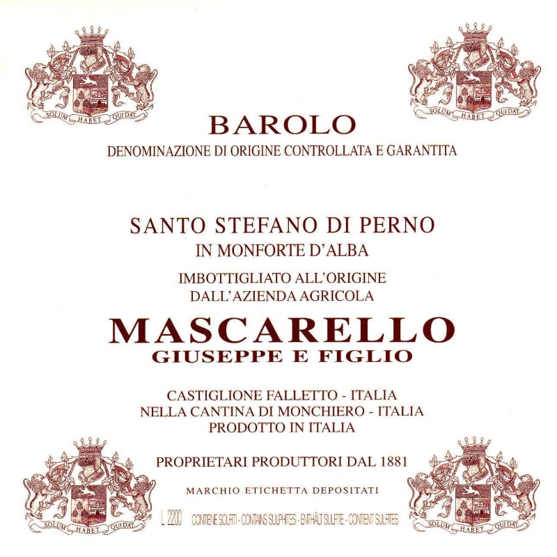 Giuseppe Mascarello Barolo Santo Stefano di Perno 2009 Front Label