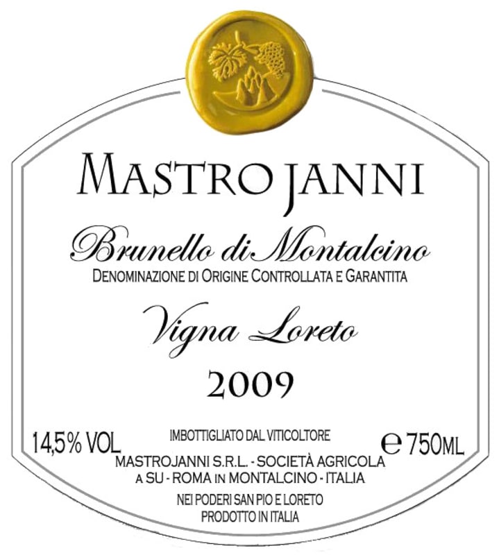 Mastrojanni Vigna Loreto Brunello di Montalcino 2009 Front Label