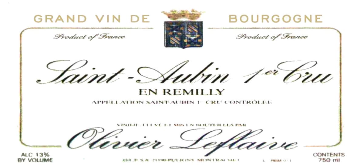 Olivier Leflaive Saint-Aubin En Remilly Premier Cru 2009 Front Label