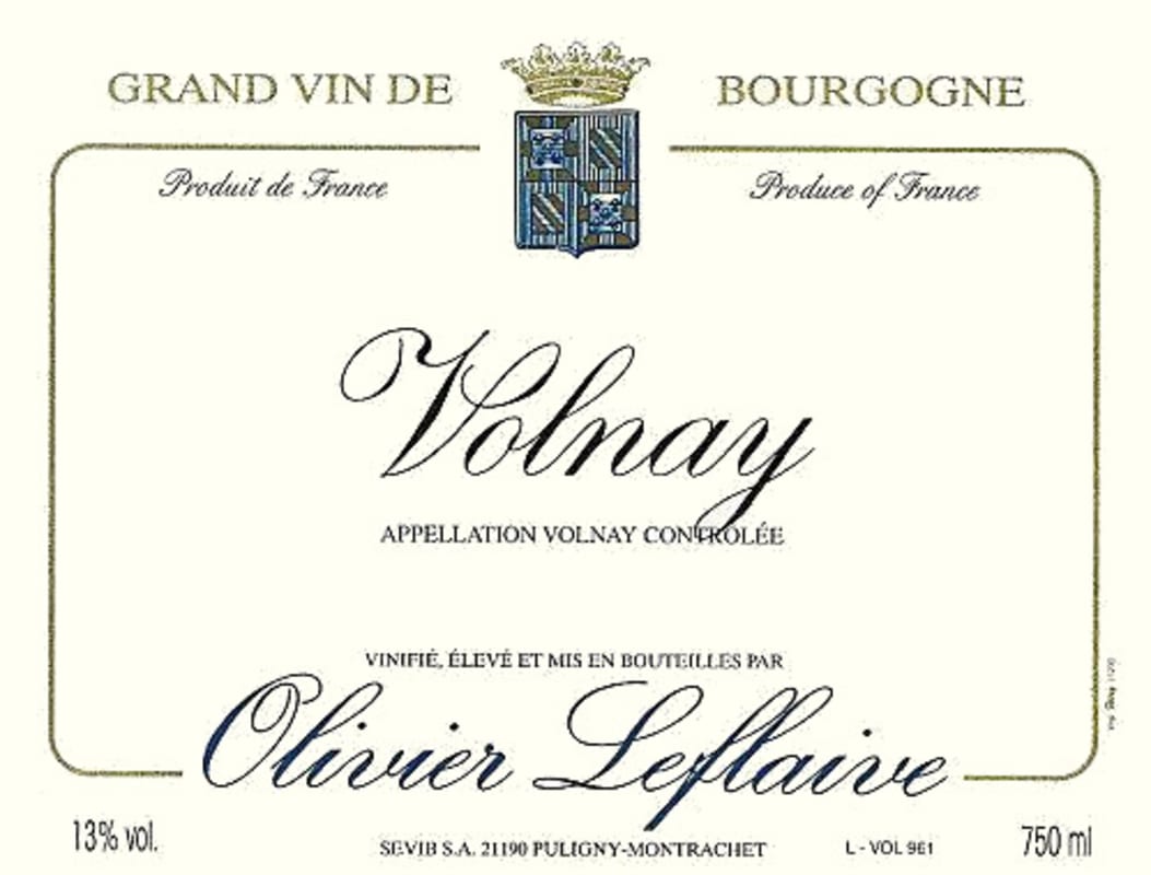 Olivier Leflaive Volnay 2009 Front Label