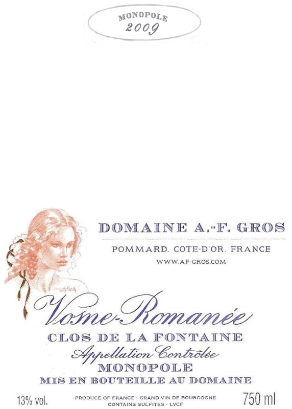 Domaine A.F. Gros Vosne-Romanee Clos de la Fontaine 2009 Front Label