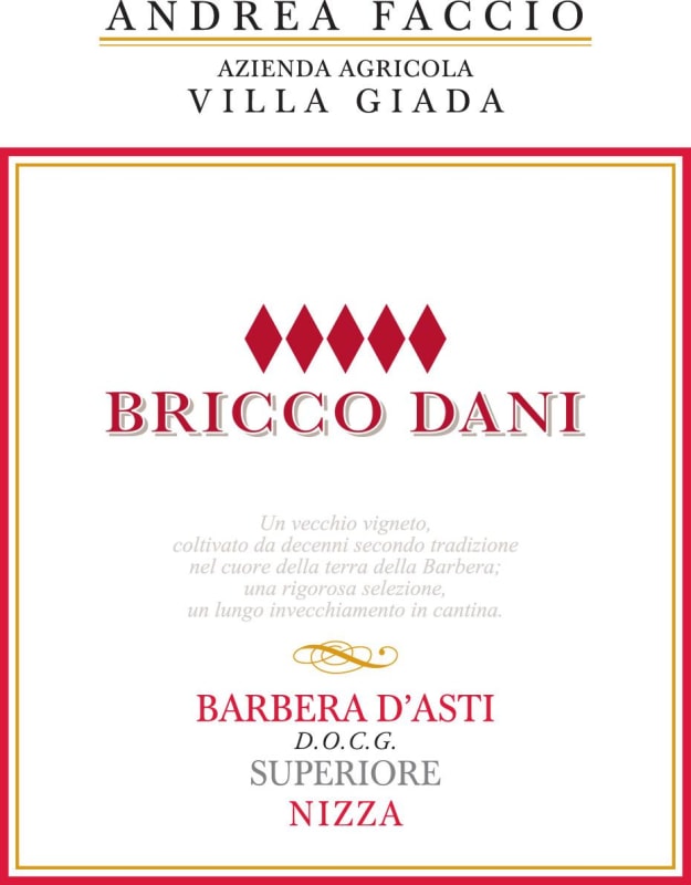 Villa Giada Barbera d'Asti Superiore Nizza Bricco Dani 2009 Front Label