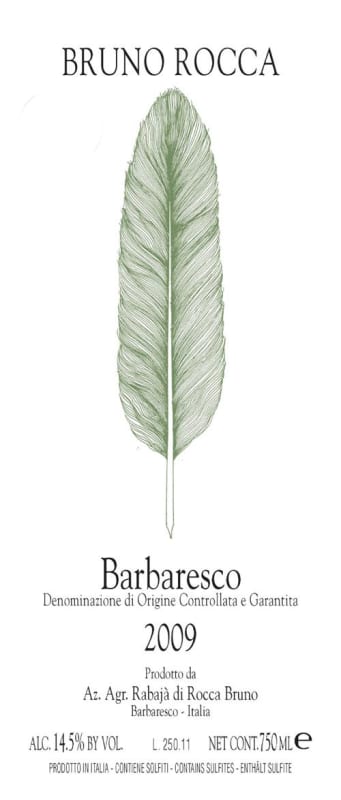 Bruno Rocca Barbaresco 2009 Front Label
