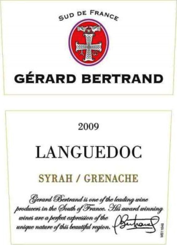 Gerard Bertrand Languedoc Syrah Grenache 2009 Front Label
