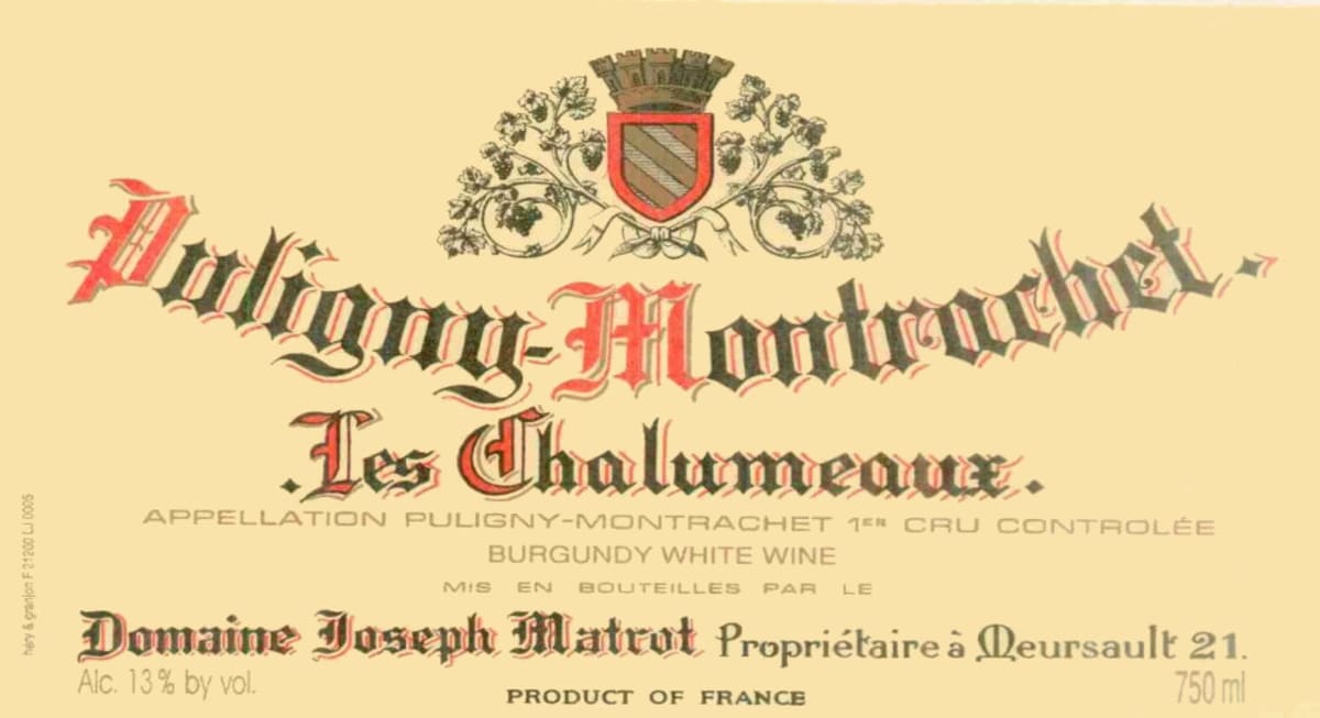 Domaine Matrot Puligny Montrachet Chalumeaux Premier Cru 2009 Front Label