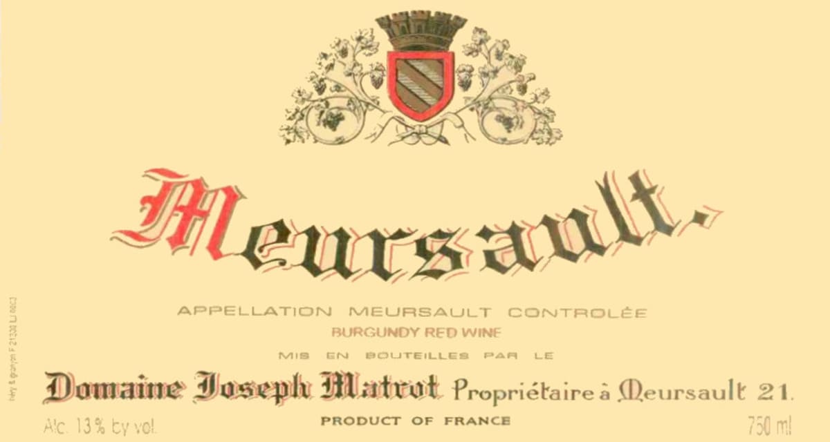 Domaine Matrot Meursault Rouge 2009 Front Label
