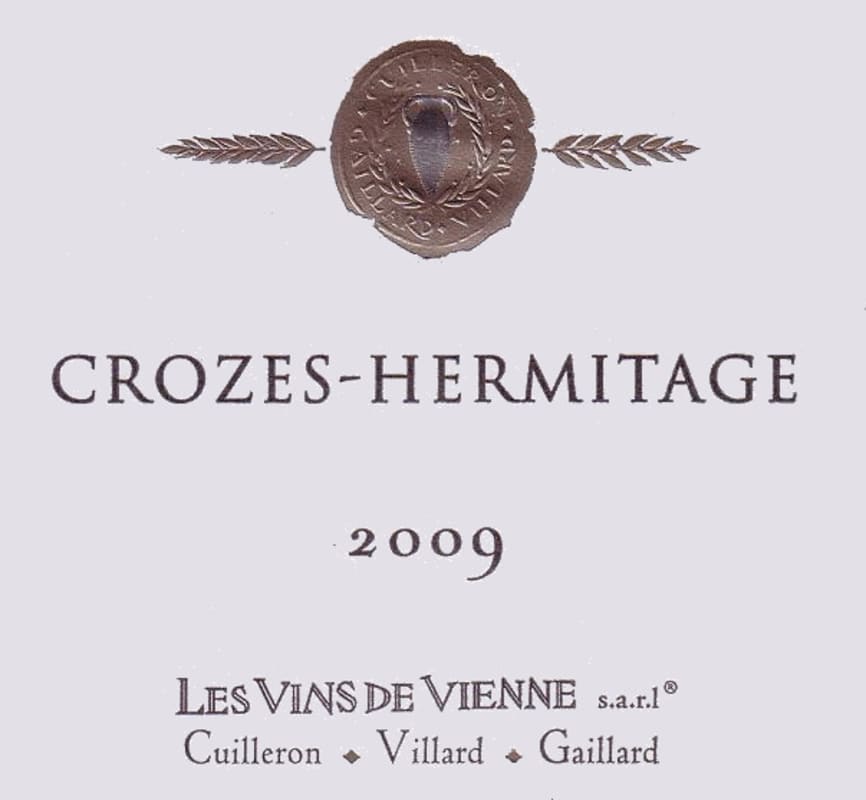 Vins de Vienne Crozes-Hermitage Syrah 2009 Front Label