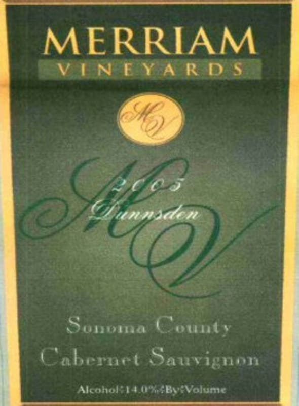 Merriam Vineyards Dunnsden Cabernet Sauvignon 2005 Front Label