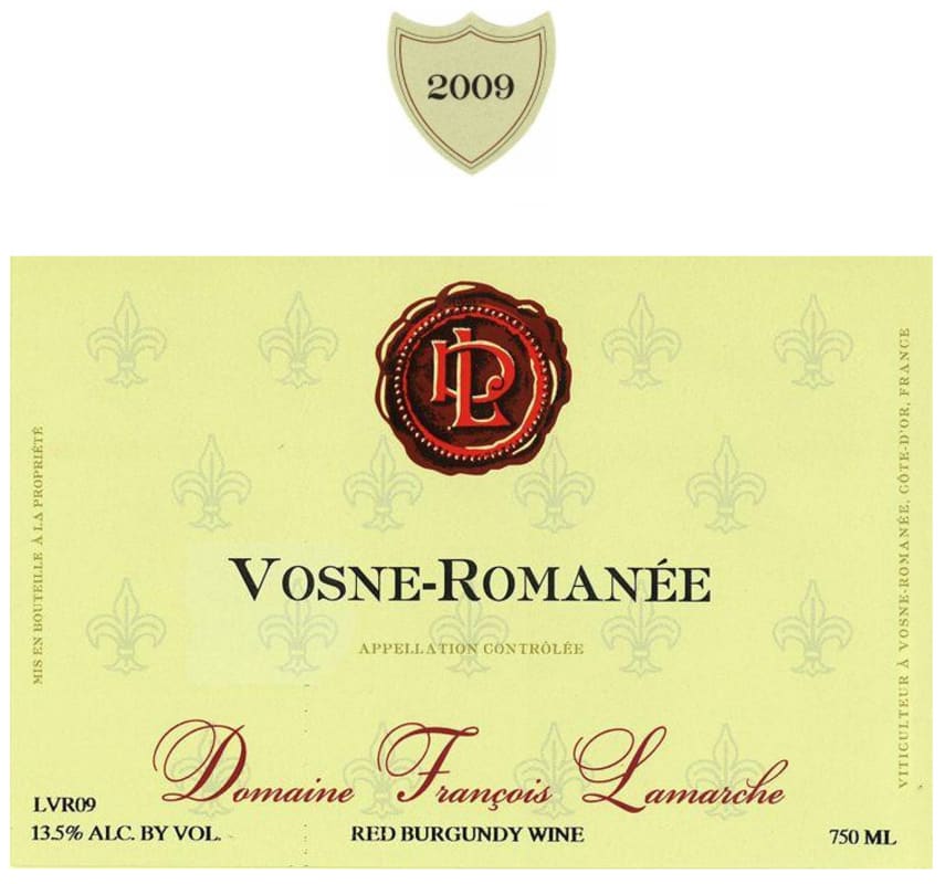Francois Lamarche Vosne Romanee 2009 Front Label