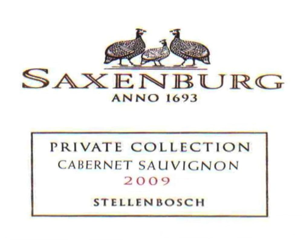 Saxenburg Private Collection Cabernet Sauvignon 2009 Front Label