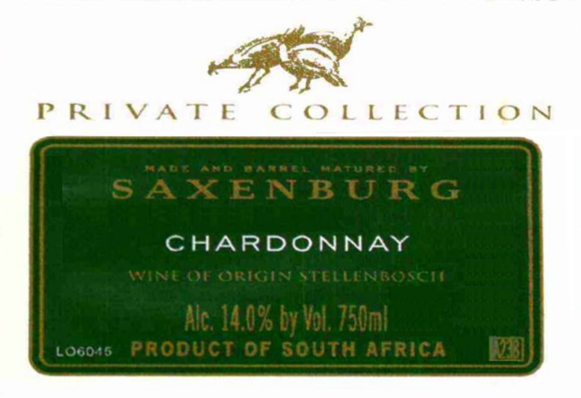 Saxenburg Private Collection Chardonnay 2009 Front Label