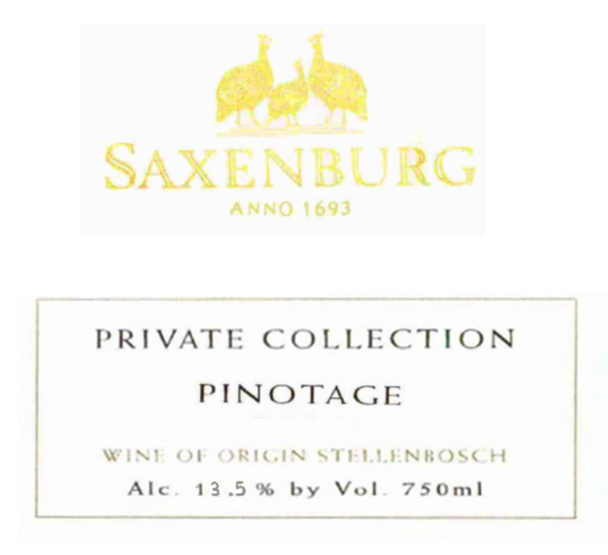 Saxenburg Private Collection Pinotage 2009 Front Label