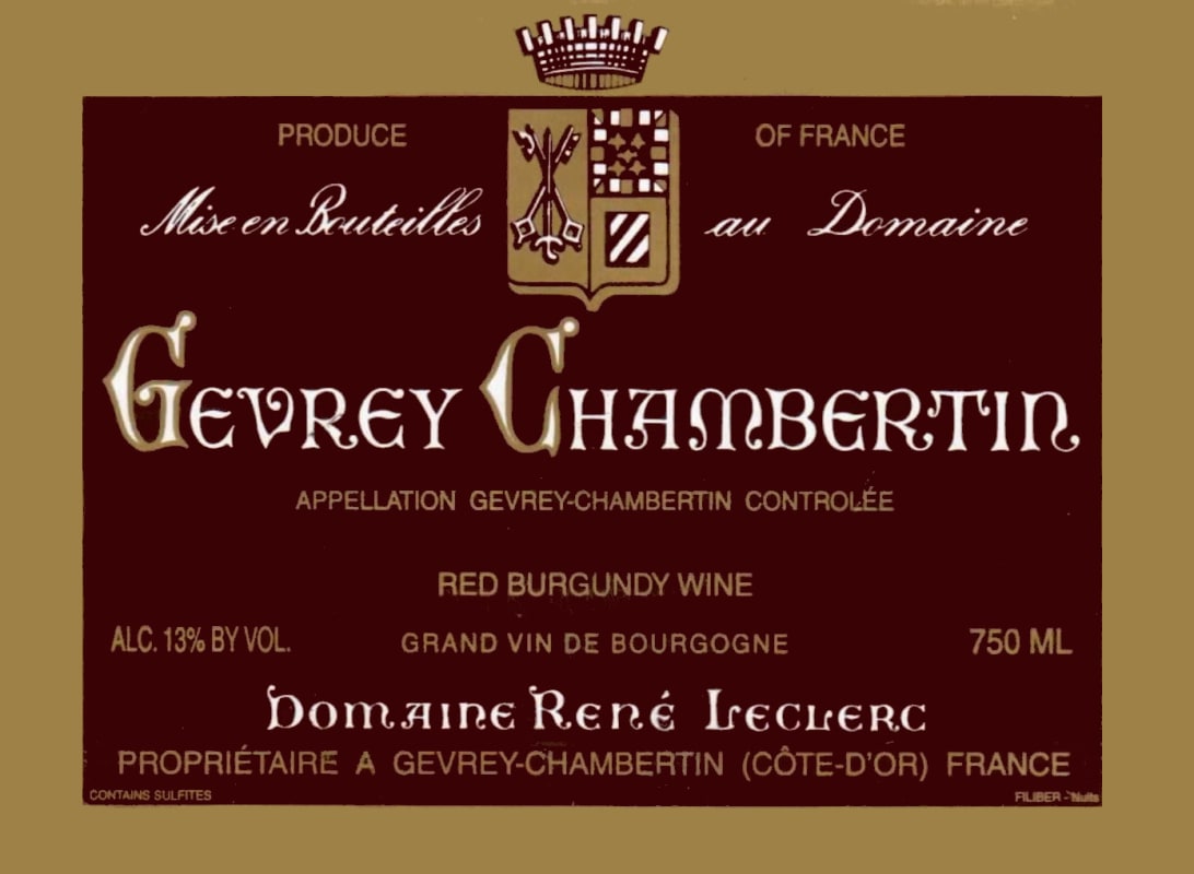 Rene Leclerc Gevrey Chambertin A.C. 2009 Front Label