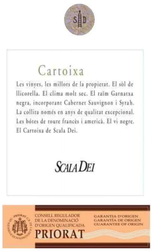 Scala Dei Priorat Cartoixa 2009 Front Label