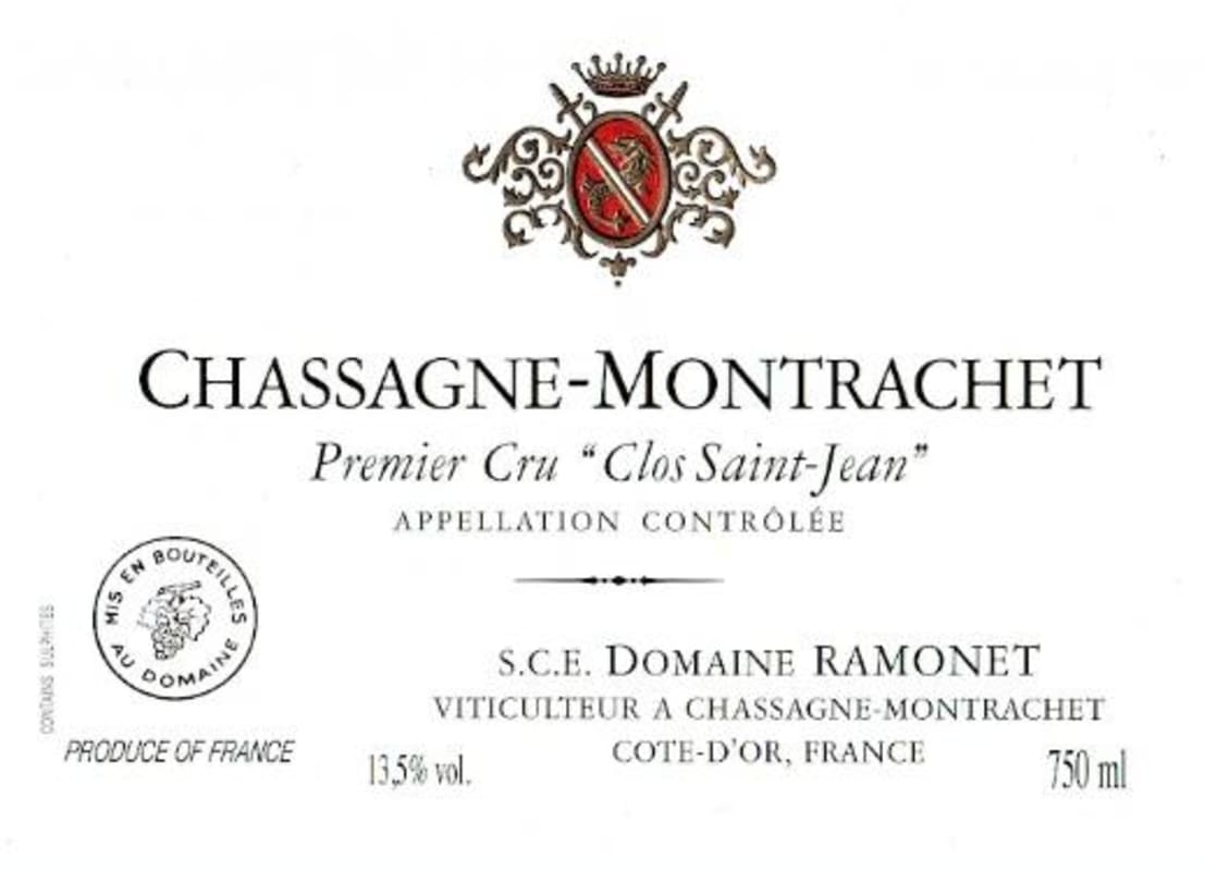 Domaine Jean-Claude Ramonet Chassagne-Montrachet Clos Saint-Jean Premier Cru 2009 Front Label