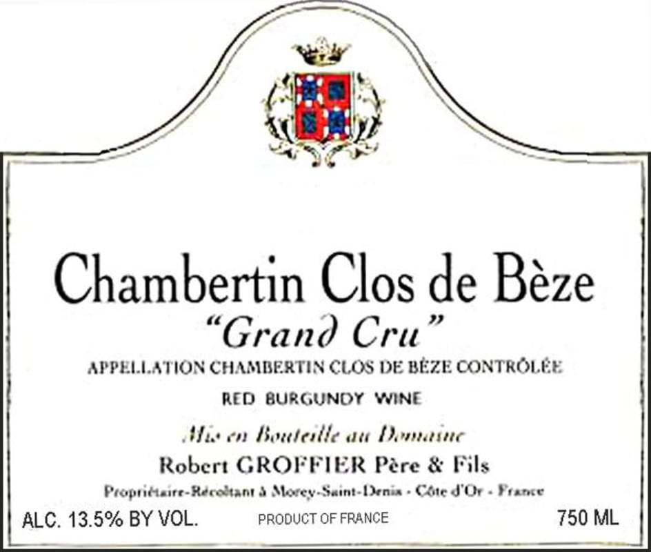 Domaine Robert Groffier Chambertin-Clos de Beze Grand Cru 2009 Front Label