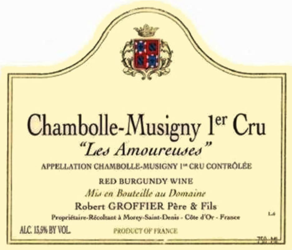 Domaine Robert Groffier Chambolle Musigny Les Amoureuses Premier Cru 2009 Front Label