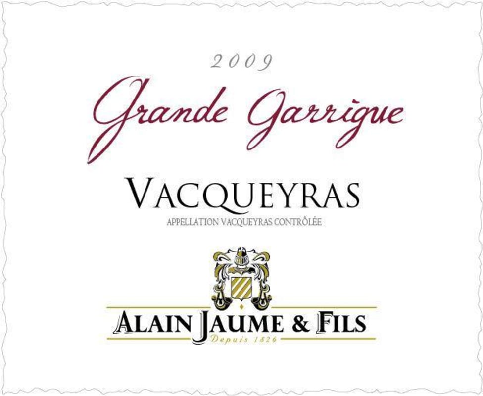 Alain Jaume Vacqueyras Grande Garrigue 2009 Front Label