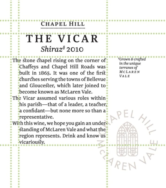 Chapel Hill The Vicar 2010 Front Label
