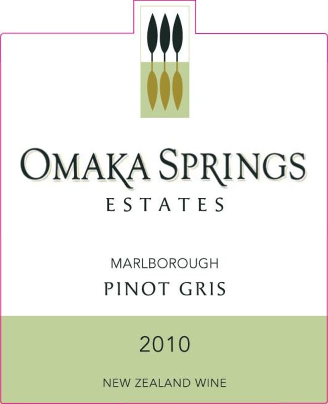 Omaka Springs Pinot Gris 2010 Front Label