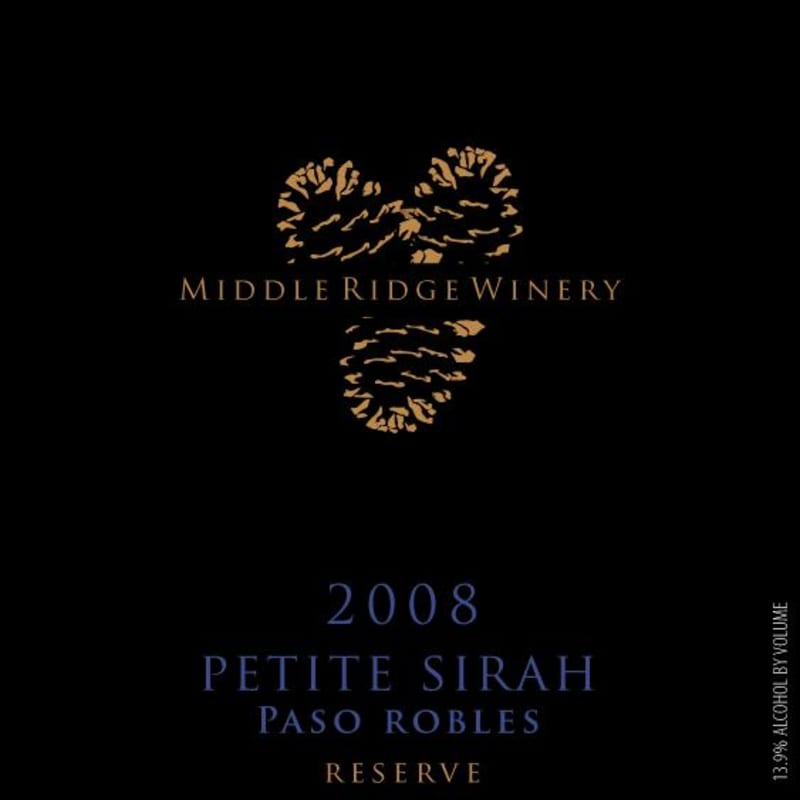 Middle Ridge Winery Reserve Petite Sirah 2008 Front Label