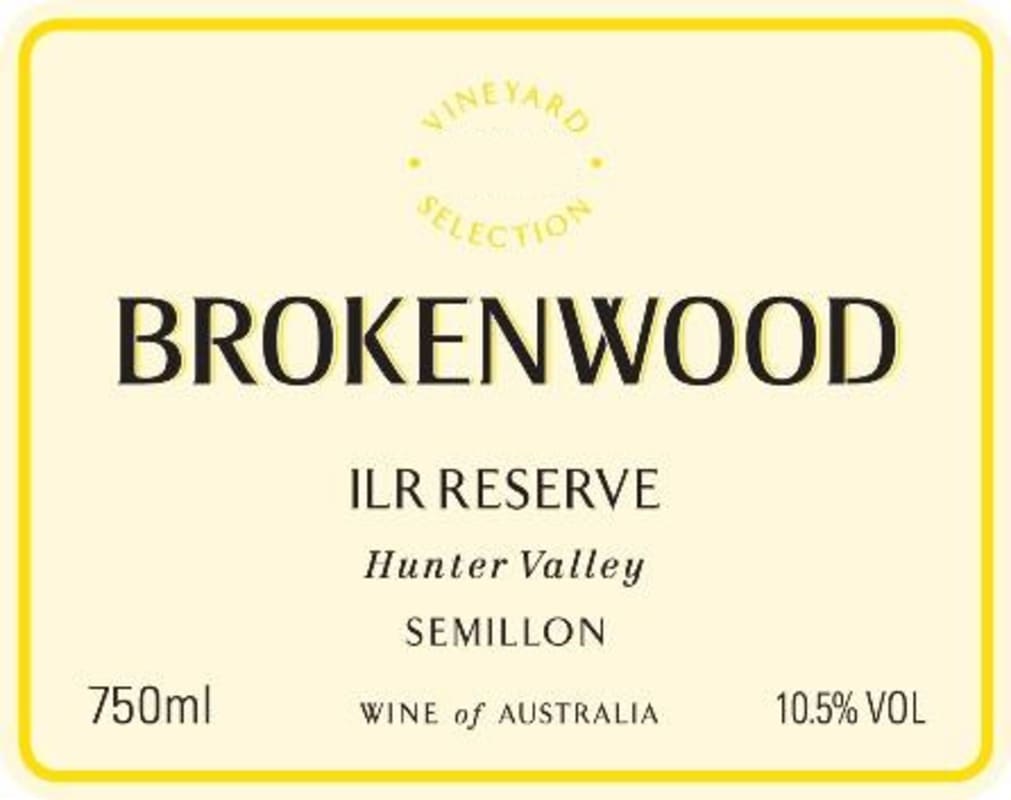 Brokenwood ILR Reserve Semillon 2010 Front Label