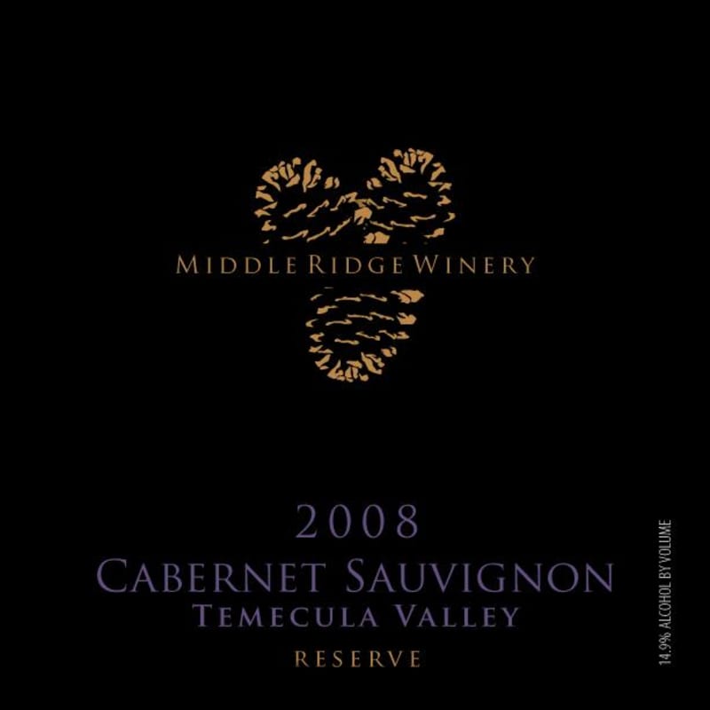 Middle Ridge Winery Reserve Cabernet Sauvignon 2008 Front Label