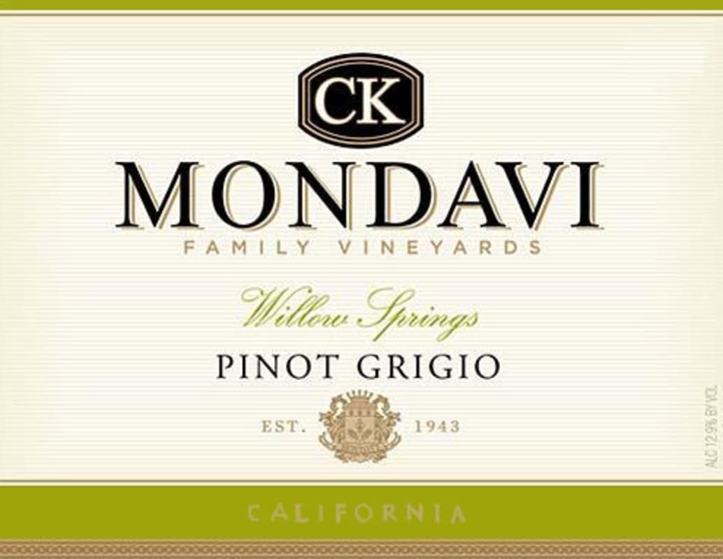CK Mondavi Willow Springs Pinot Grigio 2009 Front Label