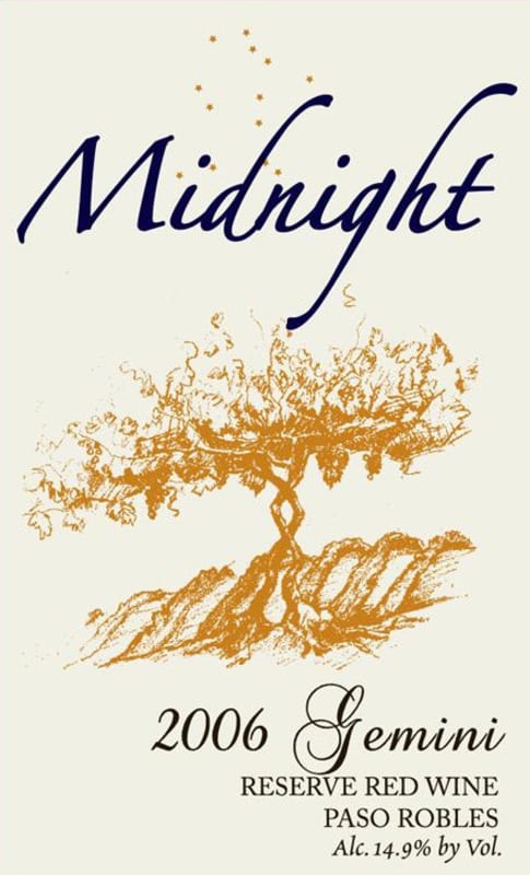 Midnight Cellars Winery Gemini Reserve 2006 Front Label