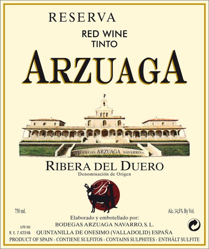 Arzuaga Reserva Crianza 2010 Front Label
