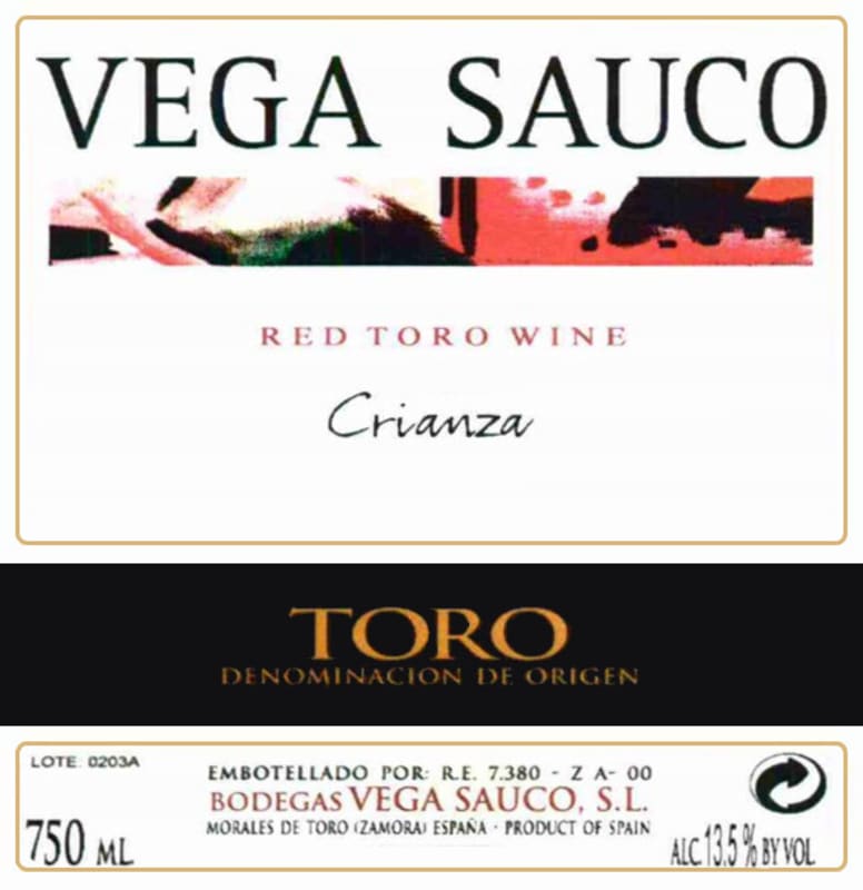 Vega Sauco Crianza 2010 Front Label