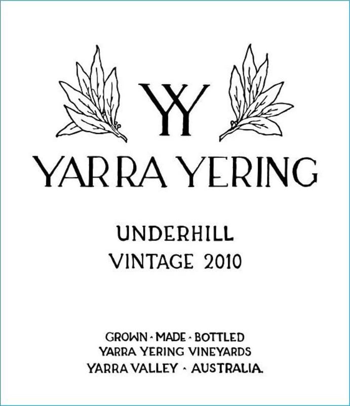 Yarra Yering Underhill Shiraz 2010 Front Label