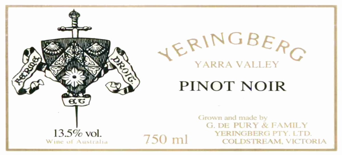 Yeringberg Pinot Noir 2010 Front Label