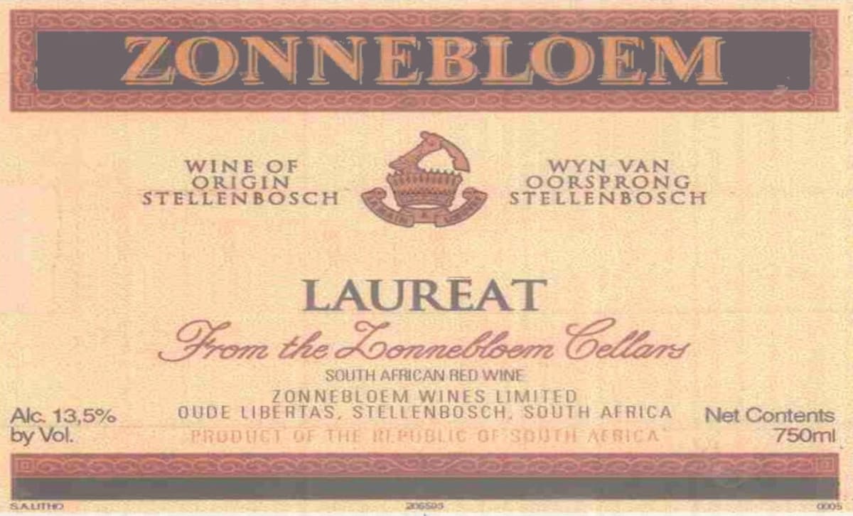 Zonnebloem Laureat 2010 Front Label