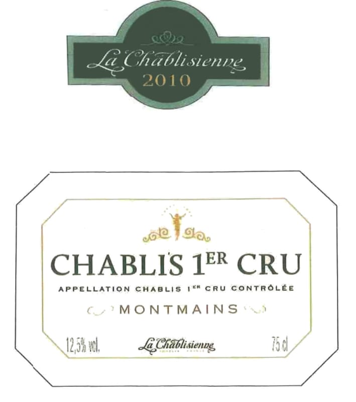 La Chablisienne Chablis Montmains Premier Cru 2010 Front Label