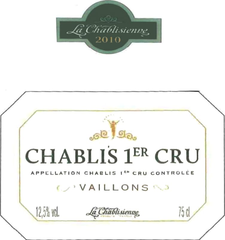 La Chablisienne Chablis Vaillons Premier Cru 2010 Front Label