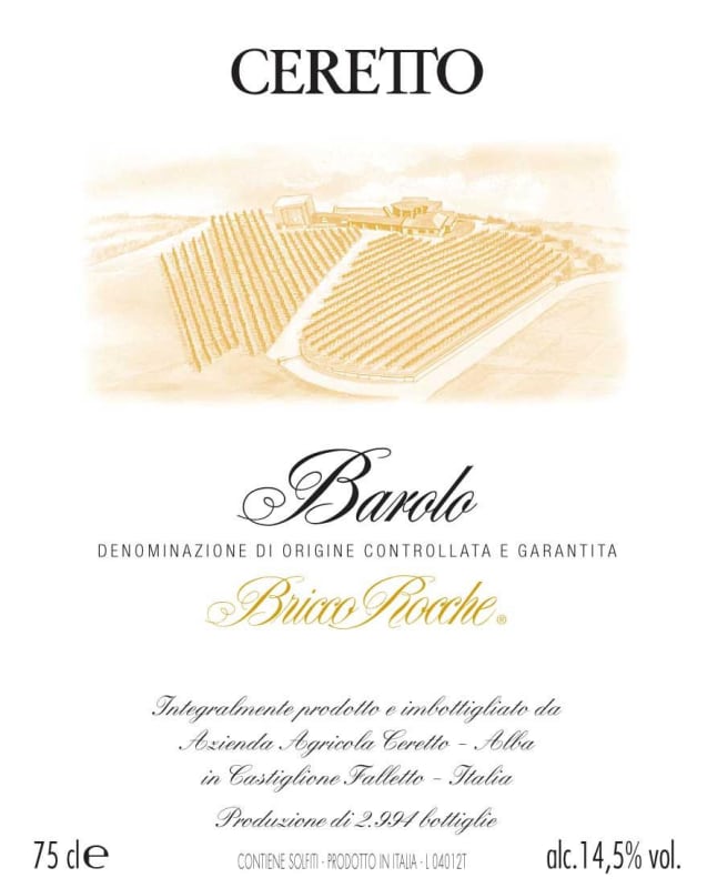 Ceretto Barolo Bricco Rocche 2010 Front Label