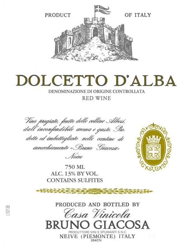 Bruno Giacosa Dolcetto d'Alba 2010 Front Label