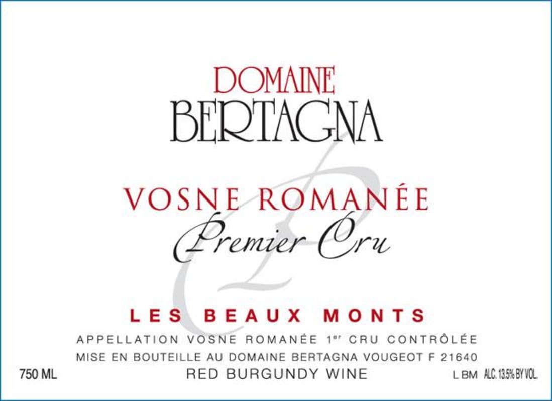Domaine Bertagna Vosne Romanee Les Beaux Monts 2010 Front Label