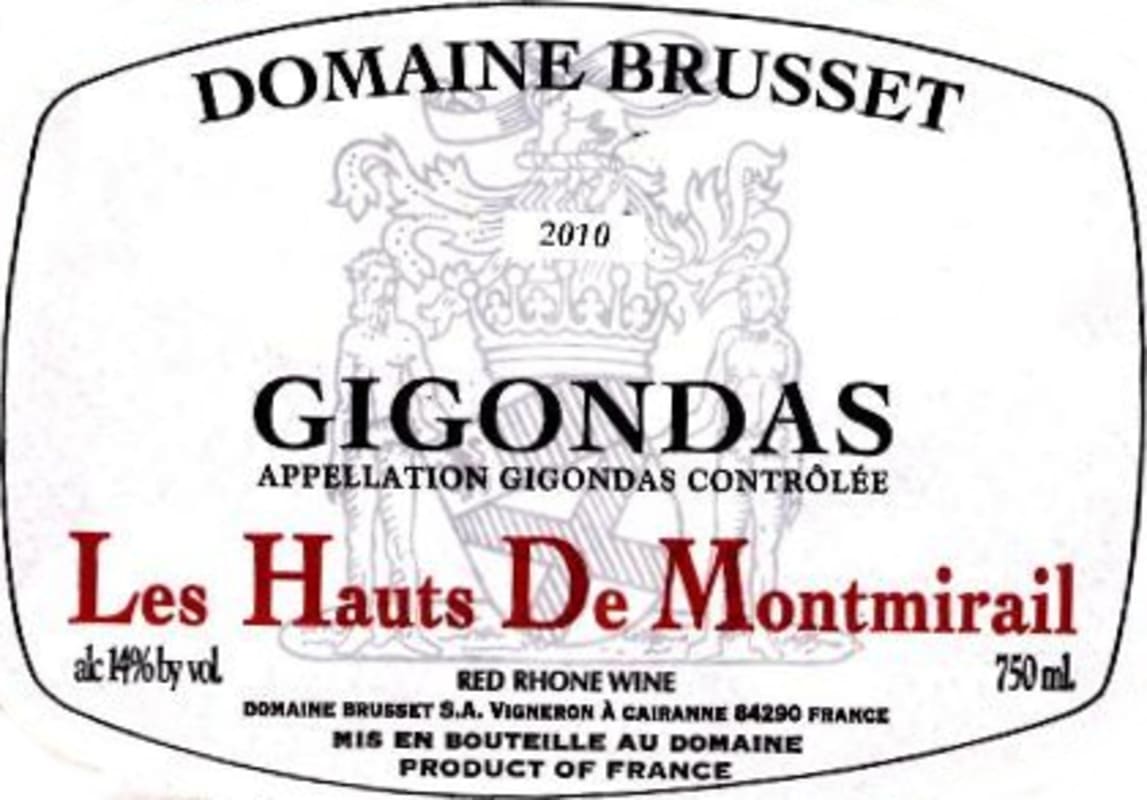 Domaine Brusset Gigondas Les Hauts de Montmirail 2010 Front Label