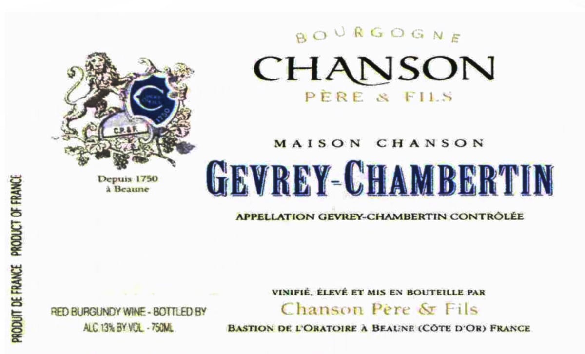 Domaine Chanson Gevrey Chambertin 2010 Front Label