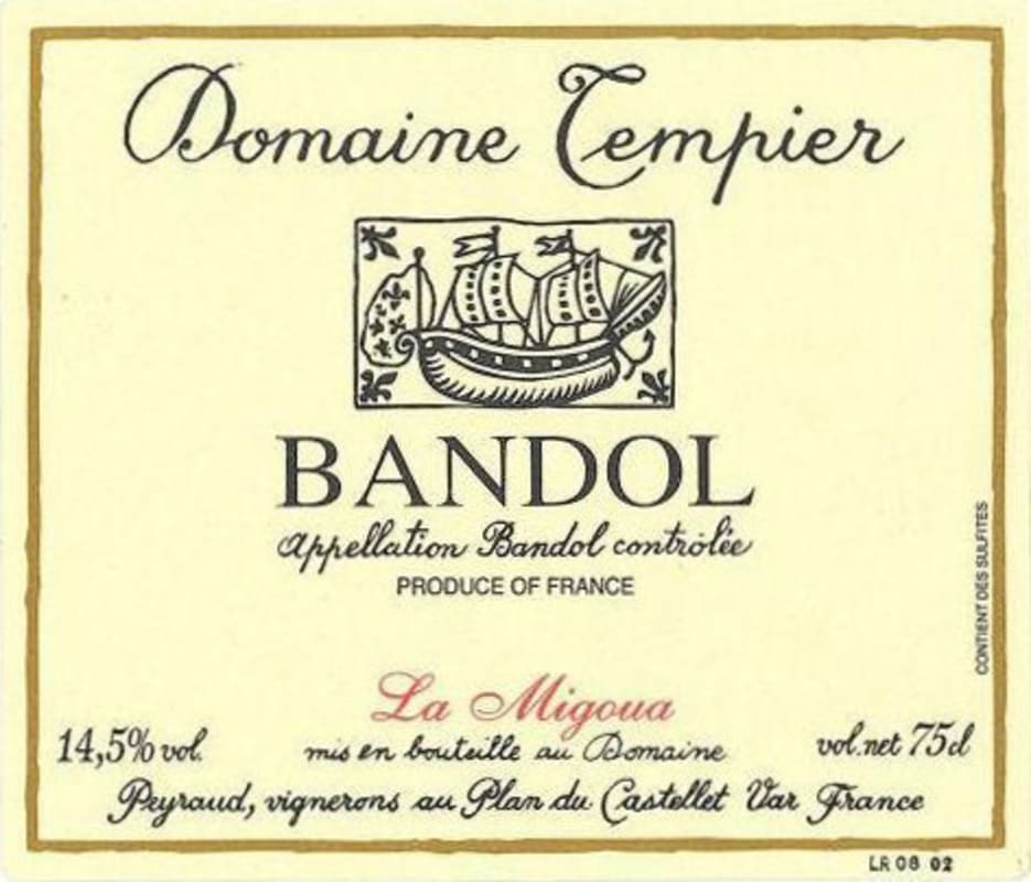 Domaine Tempier Bandol La Migoua Rouge 2010 Front Label