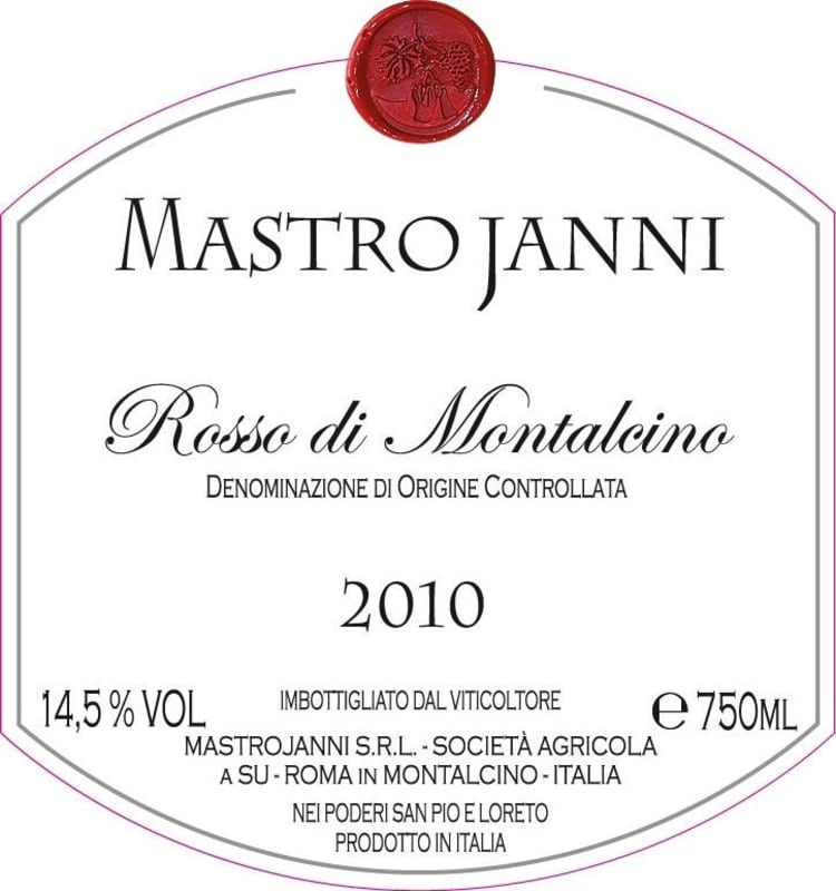 Mastrojanni Rosso di Montalcino 2010 Front Label